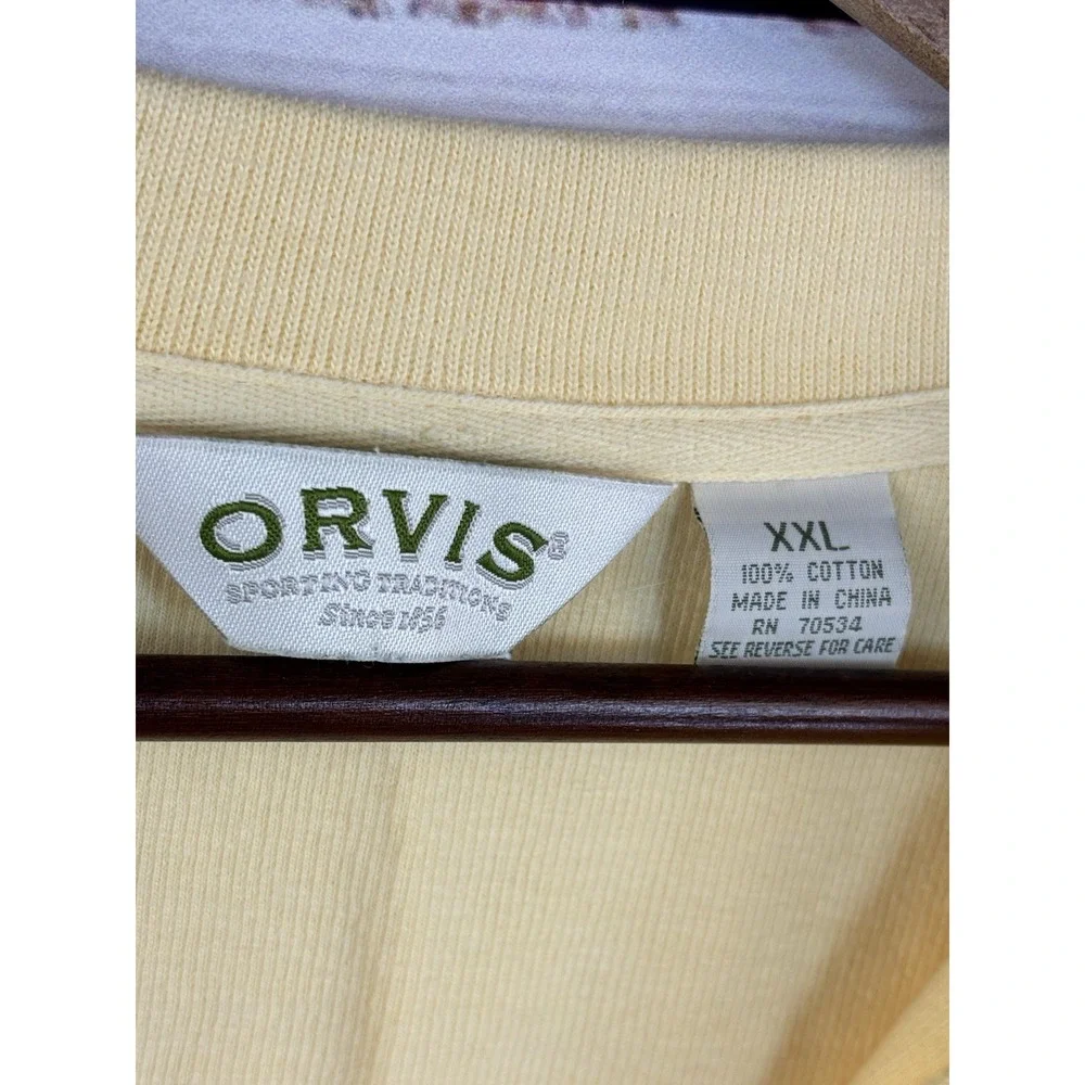 Orvis Sweatshirt Butter Yellow‎ Softest Quarter Zip Pullover Sweater XXL Cotton